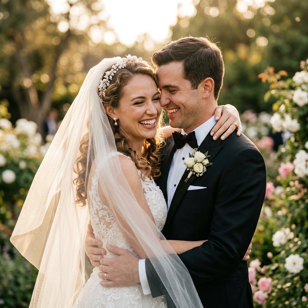 Romantic wedding couple